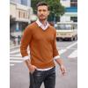 COOFANDY Men Casual V Neck Sweater Ribbed Knit Slim Fit Long Sleeve Pullover Top(Brown)