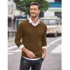 COOFANDY Men Casual V Neck Sweater Ribbed Knit Slim Fit Long Sleeve Pullover Top(Dark Brown)
