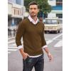 COOFANDY Men Casual V Neck Sweater Ribbed Knit Slim Fit Long Sleeve Pullover Top(Dark Brown)