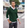 COOFANDY Men Casual V Neck Sweater Ribbed Knit Slim Fit Long Sleeve Pullover Top(Green)