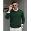 COOFANDY Men Casual V Neck Sweater Ribbed Knit Slim Fit Long Sleeve Pullover Top(Green)