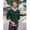 COOFANDY Men Casual V Neck Sweater Ribbed Knit Slim Fit Long Sleeve Pullover Top(Green)