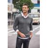 COOFANDY Men Casual V Neck Sweater Ribbed Knit Slim Fit Long Sleeve Pullover Top(Grey)
