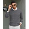 COOFANDY Men Casual V Neck Sweater Ribbed Knit Slim Fit Long Sleeve Pullover Top(Grey)