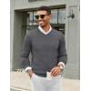 COOFANDY Men Casual V Neck Sweater Ribbed Knit Slim Fit Long Sleeve Pullover Top(Grey)
