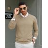 COOFANDY Men Casual V Neck Sweater Ribbed Knit Slim Fit Long Sleeve Pullover Top(Khaki)