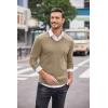COOFANDY Men Casual V Neck Sweater Ribbed Knit Slim Fit Long Sleeve Pullover Top(Khaki)