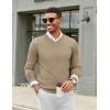 COOFANDY Men Casual V Neck Sweater Ribbed Knit Slim Fit Long Sleeve Pullover Top(Khaki)