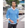 COOFANDY Men Casual V Neck Sweater Ribbed Knit Slim Fit Long Sleeve Pullover Top(Light Blue)