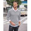 COOFANDY Men Casual V Neck Sweater Ribbed Knit Slim Fit Long Sleeve Pullover Top(Light Grey)
