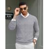 COOFANDY Men Casual V Neck Sweater Ribbed Knit Slim Fit Long Sleeve Pullover Top(Light Grey)