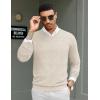 COOFANDY Men Casual V Neck Sweater Ribbed Knit Slim Fit Long Sleeve Pullover Top(Light Khaki)