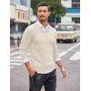 COOFANDY Men Casual V Neck Sweater Ribbed Knit Slim Fit Long Sleeve Pullover Top(Light Khaki)