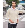 COOFANDY Men Casual V Neck Sweater Ribbed Knit Slim Fit Long Sleeve Pullover Top(Light Khaki)