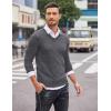 COOFANDY Men Casual V Neck Sweater Ribbed Knit Slim Fit Long Sleeve Pullover Top(Pat1)