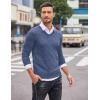 COOFANDY Men Casual V Neck Sweater Ribbed Knit Slim Fit Long Sleeve Pullover Top(Pattern 5)