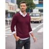 COOFANDY Men Casual V Neck Sweater Ribbed Knit Slim Fit Long Sleeve Pullover Top(Purple)