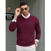 COOFANDY Men Casual V Neck Sweater Ribbed Knit Slim Fit Long Sleeve Pullover Top(Purple)