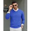 COOFANDY Men Casual V Neck Sweater Ribbed Knit Slim Fit Long Sleeve Pullover Top(Royal Blue)