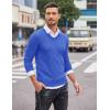 COOFANDY Men Casual V Neck Sweater Ribbed Knit Slim Fit Long Sleeve Pullover Top(Royal Blue)