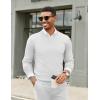 COOFANDY Men Casual V Neck Sweater Ribbed Knit Slim Fit Long Sleeve Pullover Top(White)