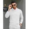 COOFANDY Men Casual V Neck Sweater Ribbed Knit Slim Fit Long Sleeve Pullover Top(White)