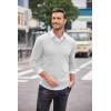 COOFANDY Men Casual V Neck Sweater Ribbed Knit Slim Fit Long Sleeve Pullover Top(White)