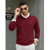 COOFANDY Men Casual V Neck Sweater Ribbed Knit Slim Fit Long Sleeve Pullover Top(Wine Red)