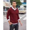 COOFANDY Men Casual V Neck Sweater Ribbed Knit Slim Fit Long Sleeve Pullover Top(Wine Red)
