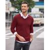 COOFANDY Men Casual V Neck Sweater Ribbed Knit Slim Fit Long Sleeve Pullover Top(Wine Red)