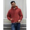 COOFANDY Men Cotton Fleece Hooded Sweatshirt Casual Long Sleeve Hoodies Pullover Fashion Drawstring Hoodie with Kanga Pocket(Deep Red)