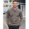 COOFANDY Men Dress Sweater Shawl Collar Sweatshirt Fashion Light Fleece Sweatshirt Dark Blue(Brown and White)