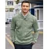 COOFANDY Men Dress Sweater Shawl Collar Sweatshirt Fashion Light Fleece Sweatshirt Dark Blue(Green and White)