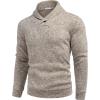 COOFANDY Men Dress Sweater Shawl Collar Sweatshirt Fashion Light Fleece Sweatshirt Dark Blue(Light Khaki)