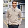 COOFANDY Men Dress Sweater Shawl Collar Sweatshirt Fashion Light Fleece Sweatshirt Dark Blue(Light Khaki)