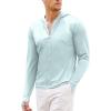 COOFANDY Men Full Zip UPF 50 Sun Protection Hoodie Jacket Long Sleeve Lightweight Breathable UV Shirts with Pockets(Clear Blue)