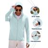 COOFANDY Men Full Zip UPF 50 Sun Protection Hoodie Jacket Long Sleeve Lightweight Breathable UV Shirts with Pockets(Clear Blue)