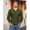 COOFANDY Men Henley Knit Sweater Dress Long Sleeve Button Pullover Sweater Casual Sweater Lightweight Slim Fit Tops(Army Green/Black)