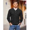 COOFANDY Men Henley Knit Sweater Dress Long Sleeve Button Pullover Sweater Casual Sweater Lightweight Slim Fit Tops(Black)