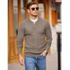 COOFANDY Men Henley Knit Sweater Dress Long Sleeve Button Pullover Sweater Casual Sweater Lightweight Slim Fit Tops(Brown and Grey)