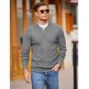 COOFANDY Men Henley Knit Sweater Dress Long Sleeve Button Pullover Sweater Casual Sweater Lightweight Slim Fit Tops(Dark Grey)