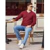 COOFANDY Men Henley Knit Sweater Dress Long Sleeve Button Pullover Sweater Casual Sweater Lightweight Slim Fit Tops(Deep Red)