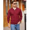 COOFANDY Men Henley Knit Sweater Dress Long Sleeve Button Pullover Sweater Casual Sweater Lightweight Slim Fit Tops(Deep Red)