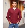 COOFANDY Men Henley Knit Sweater Dress Long Sleeve Button Pullover Sweater Casual Sweater Lightweight Slim Fit Tops(Deep Red)