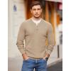 COOFANDY Men Henley Knit Sweater Dress Long Sleeve Button Pullover Sweater Casual Sweater Lightweight Slim Fit Tops(Khaki)