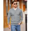 COOFANDY Men Henley Knit Sweater Dress Long Sleeve Button Pullover Sweater Casual Sweater Lightweight Slim Fit Tops(Light Grey)
