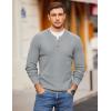 COOFANDY Men Henley Knit Sweater Dress Long Sleeve Button Pullover Sweater Casual Sweater Lightweight Slim Fit Tops(Light Grey)