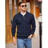COOFANDY Men Henley Knit Sweater Dress Long Sleeve Button Pullover Sweater Casual Sweater Lightweight Slim Fit Tops(Navy Blue)