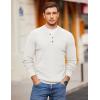 COOFANDY Men Henley Knit Sweater Dress Long Sleeve Button Pullover Sweater Casual Sweater Lightweight Slim Fit Tops(White)