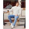 COOFANDY Men Henley Knit Sweater Dress Long Sleeve Button Pullover Sweater Casual Sweater Lightweight Slim Fit Tops(White)
